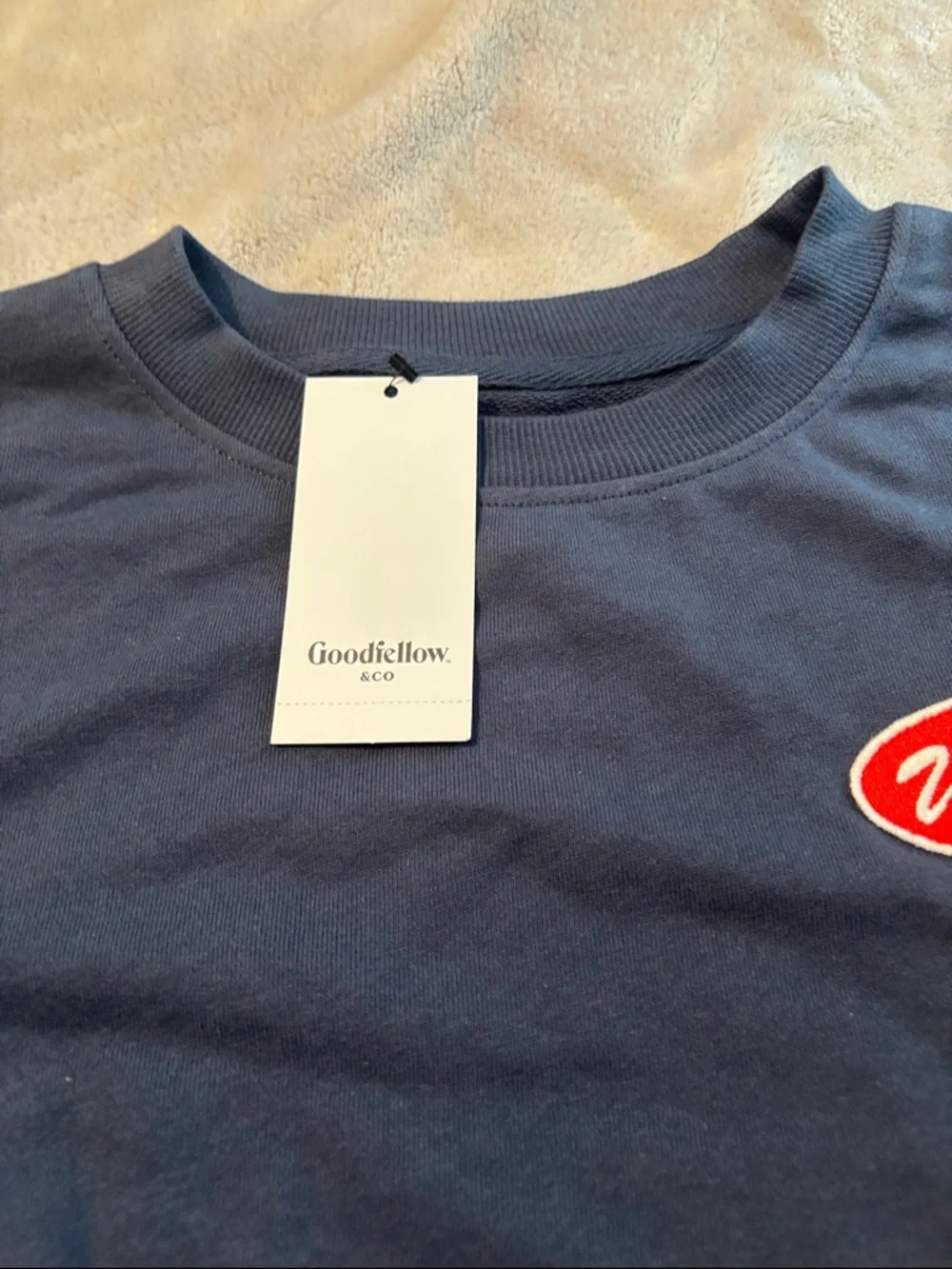 NEW Goodfellow & Co Navy Crewneck with Red USA Patch